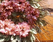 Dahlia Wreath, Pretty in Pink Summer, Spring Wreath, Front Door Decor, Twig Wreath, Rustic Wreath,Wedding Wreath
