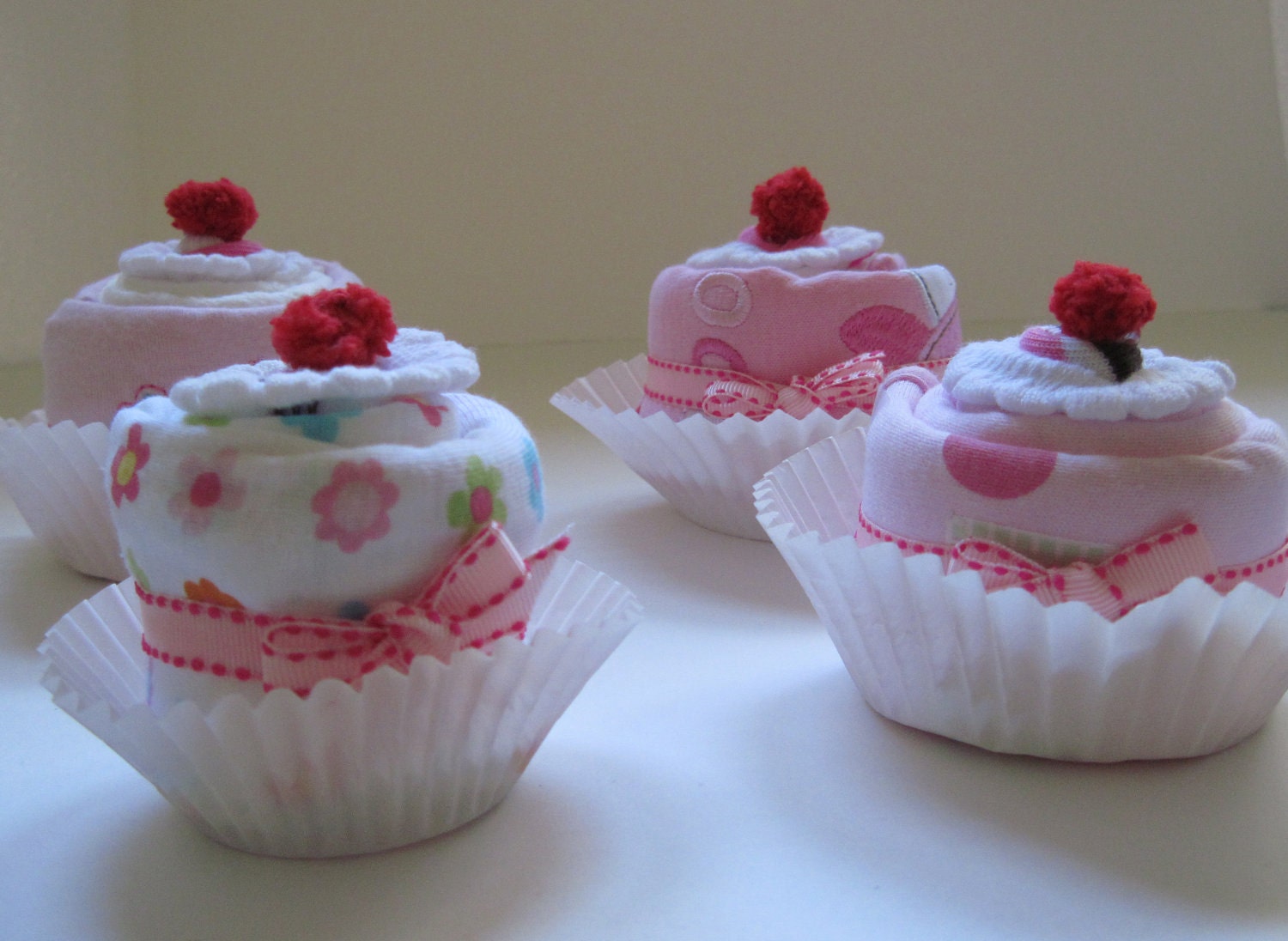 Baby Girl Onesies, Burp Cloth, Bib and Socks Sweet 8 piece Essentials Cupcake Set
