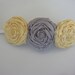Baby Headband Yellow and Gray - Fabric Flowers - Flower Headband - Three Rolled Rosettes on Skinny White Elastic Headband - Baby Headbands