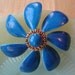 Vintage Blue Metal Flower Brooch Pin Sandor Co