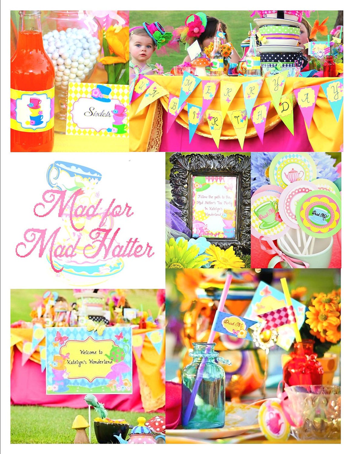Mad Hatter COMPLETE COLLECTION Party Printables- Alice In Wonderland - for Girls to Woman Birthday, shower or party- Krown Kreations Il_170x135