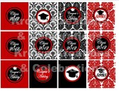 Graduation CUPCAKE TOPPERS or Favor Tags in Damask and Can change Color for Girls and Woman Party- Krown Kreations Il_170x135