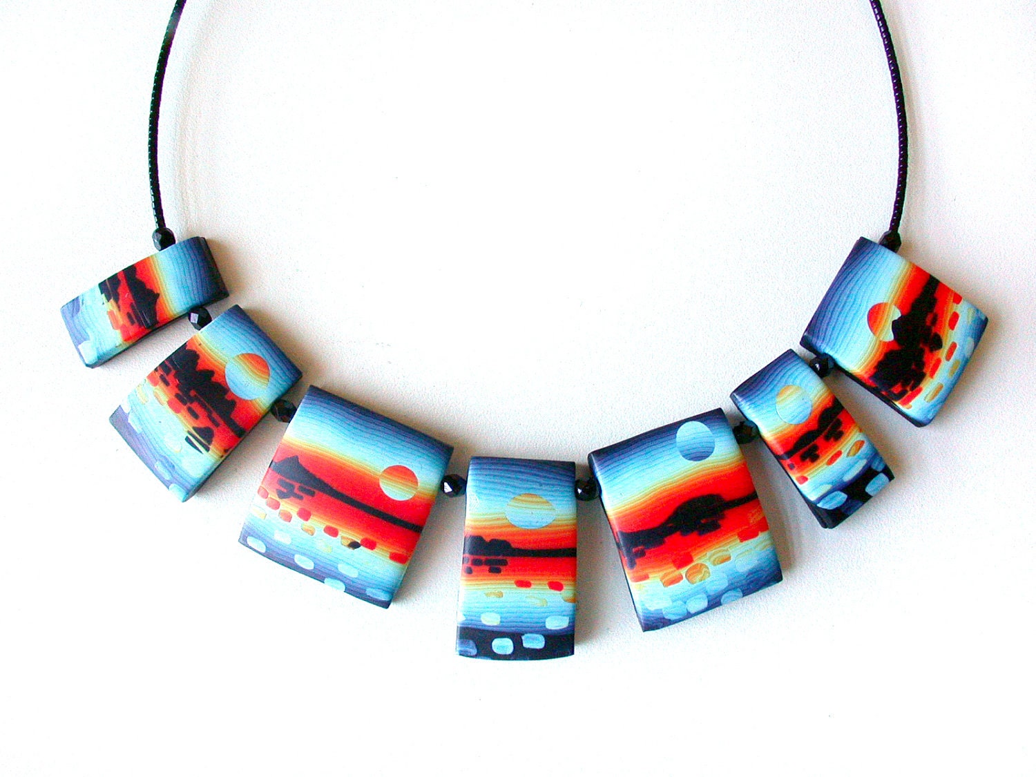 Pollymer Clay Necklace Sunset