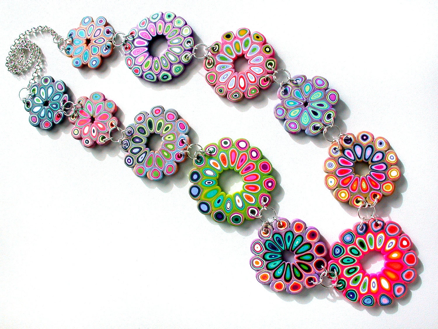 Polymer Clay Necklace Spring Rose Windows