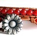 Turquoise and Carnelian Leather Wrap Bracelet