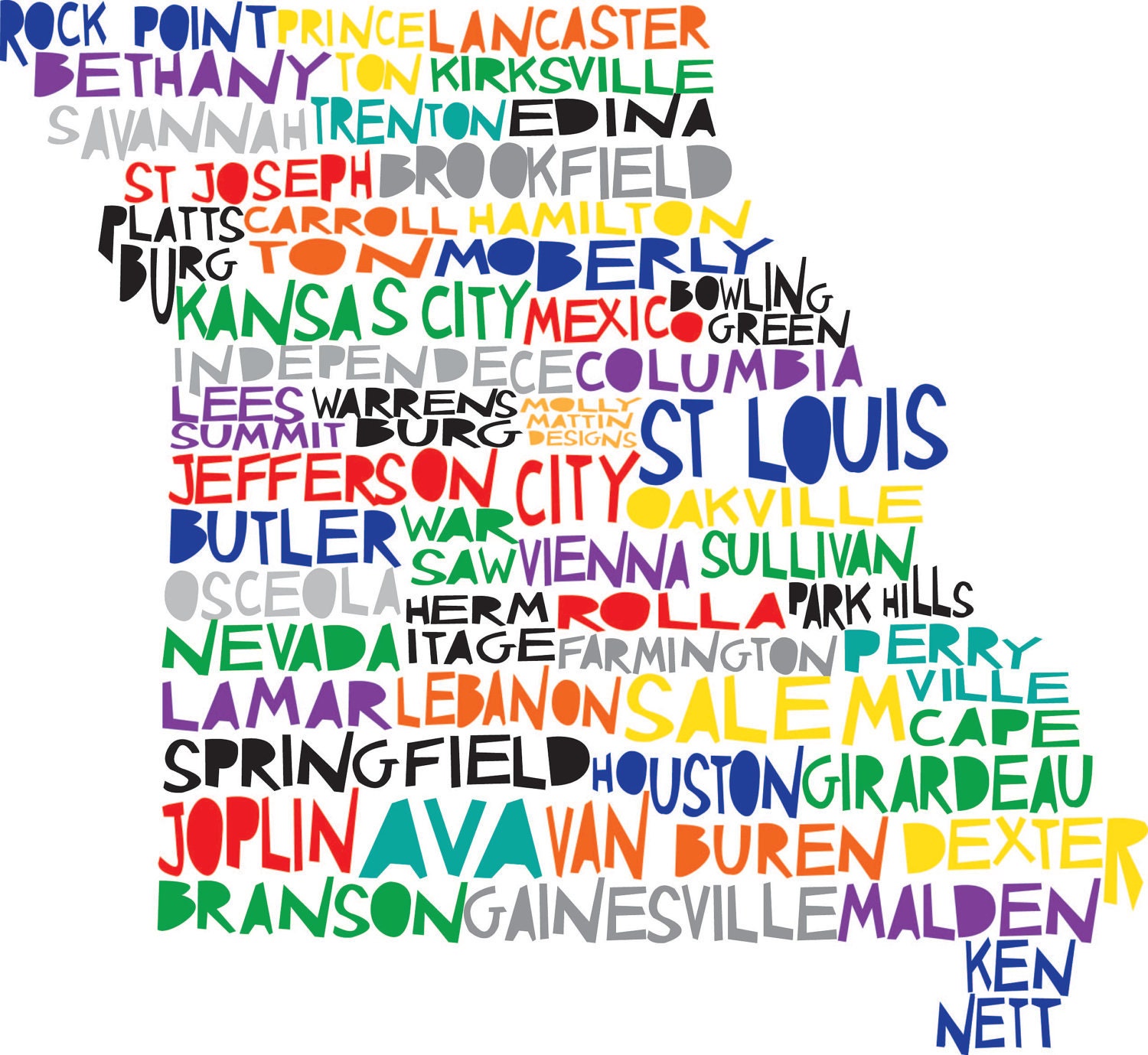 MISSOURI State Digital illustration Print Kansas City St Louis