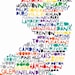 NEW JERSEY State Digital Illustration with Trenton Newark Ocean City Jersey City