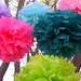 5 Tissue Paper Poms Plus 3 Paper Flowers...ANY COLORS