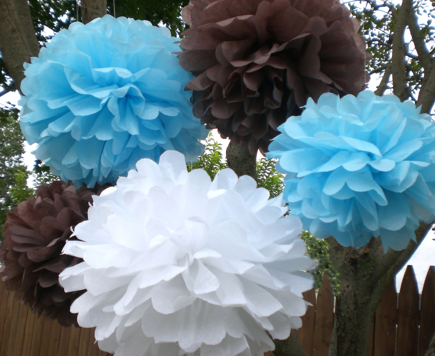 Baby Shower Decorations . 7 Hanging Tissue Poms by TeroDesigns
