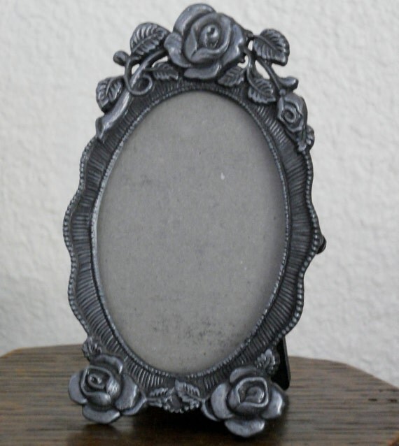 Vintage Small Ornate Pewter Picture Frame by carmichaelcollection
