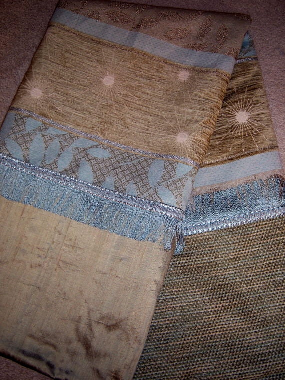 Aqua Taupe and Ivory Starburst Throw Blanket