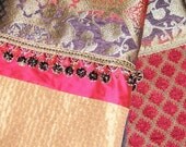 Rust, Brown & Gold Beaded Throw Blanket With Asian Flare