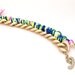 Neon Woven Chain Friendship Bracelet with Vintage Gold Tone Chain - OOAK