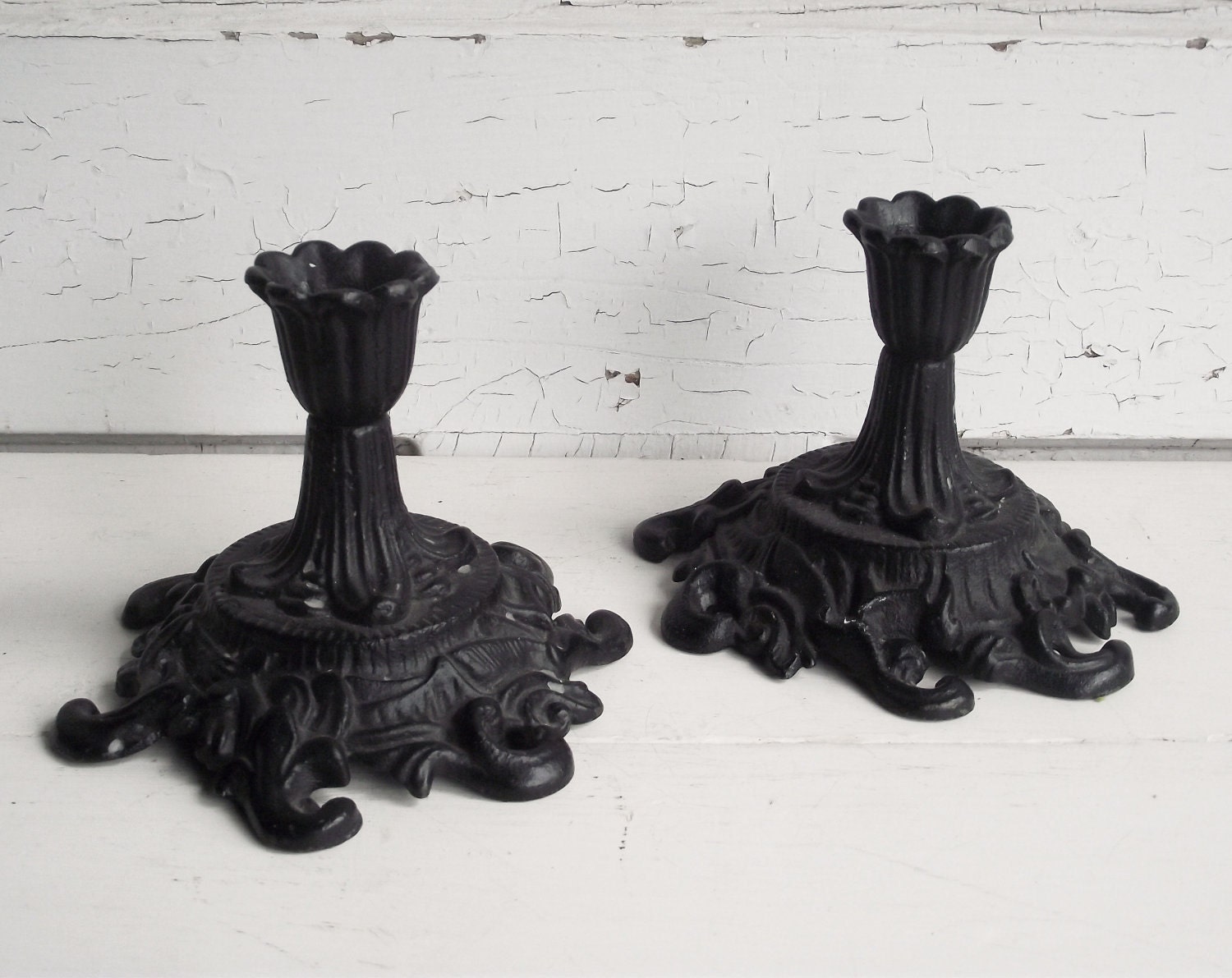 iron candle holders cast iron intricate ornate taper candle set of two