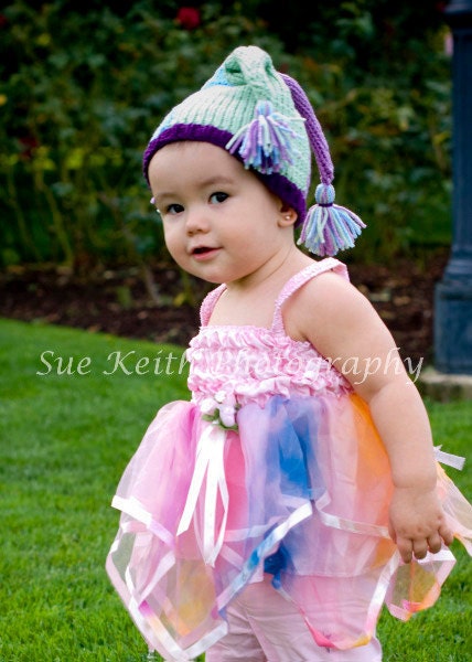 ON SALE Knit Jester Hat - Blue, Lavender, Sage -Or Any Colors, Size - Cute Baby Gift or Photo Prop