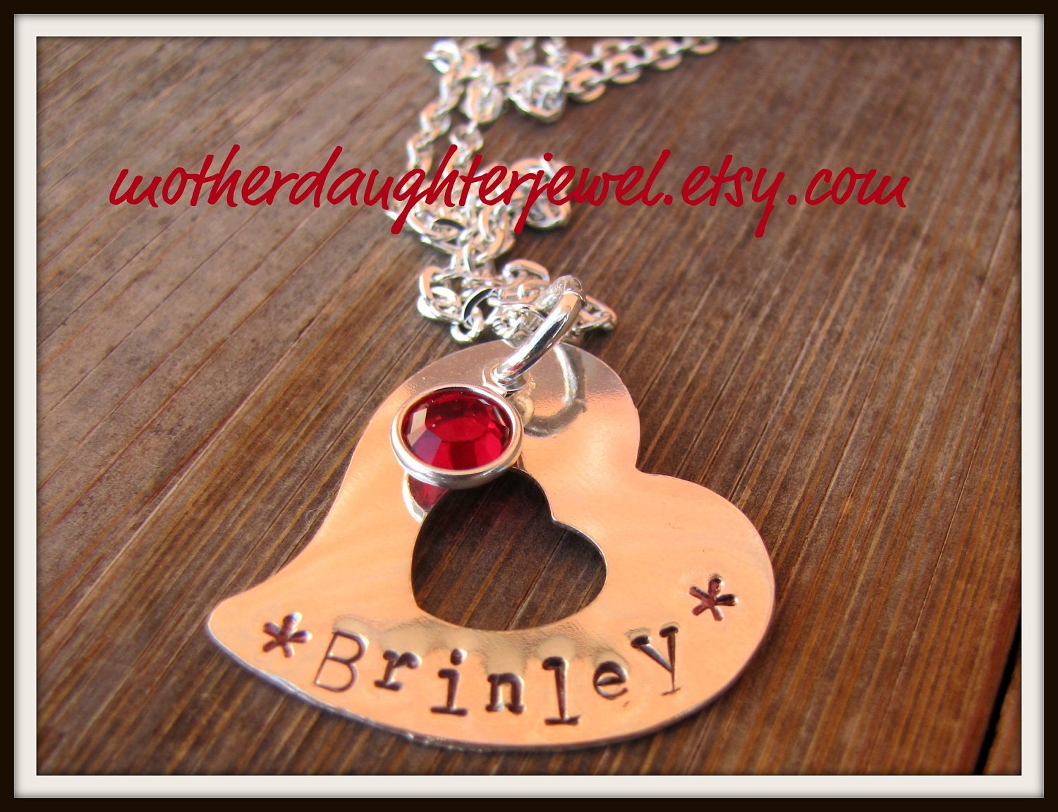 Personalized Necklace - Hand Stamped Mommy Jewelry - Heart Washer Sterling Silver Necklace