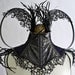 Black feather, Steel Boned, 'Lizard Skin', Neck Corset with Blue/Black fabric
