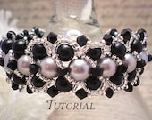 Tutorial PDF Right Angle Weave Swarovski Pearl Braided Cuff Bangle Bracelet, Instant Download