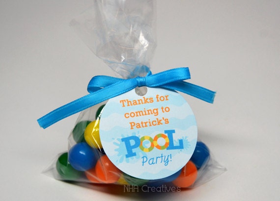 Personalized Pool Party Favor Tag - Personalized DIY Printable Digital File