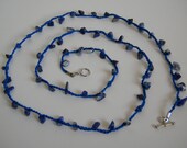 Sodalite Crocheted Wrap Bracelet / Necklace - Third Eye Chakra - Healing / Spiritual Jewelry - Meditation / Yoga / Reiki - Ready to Ship
