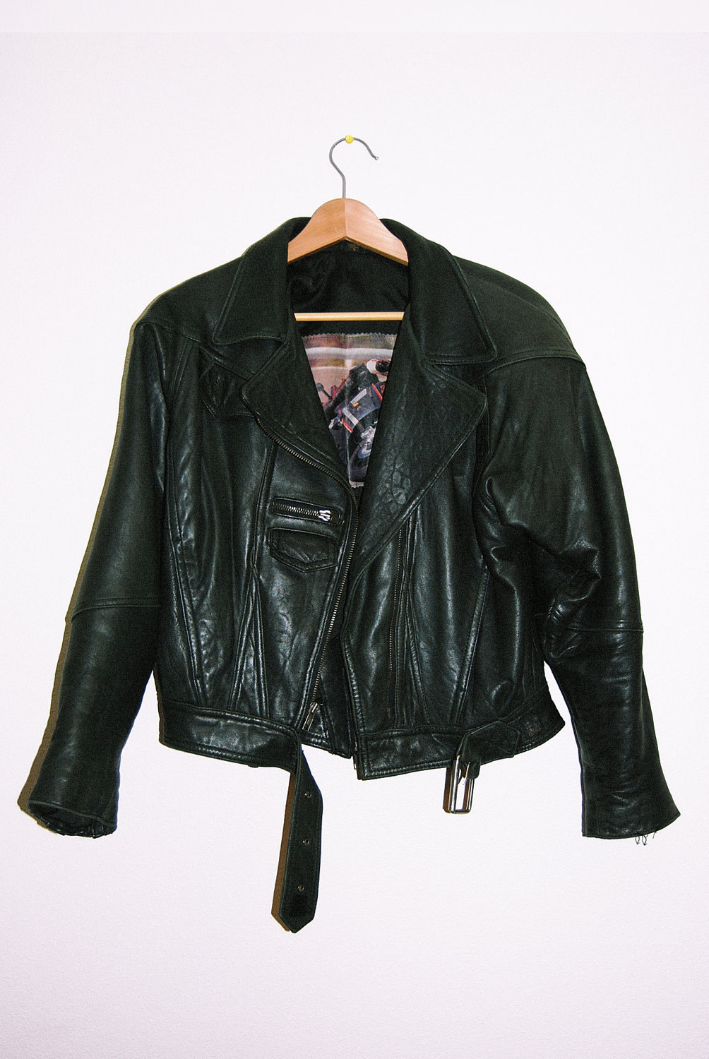 Womens Dark Green Leather Motorcycle Jacket Size S by summerofhate
