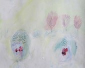 Abstract Painting, OIL PAINTING  white, yellow, red, green,