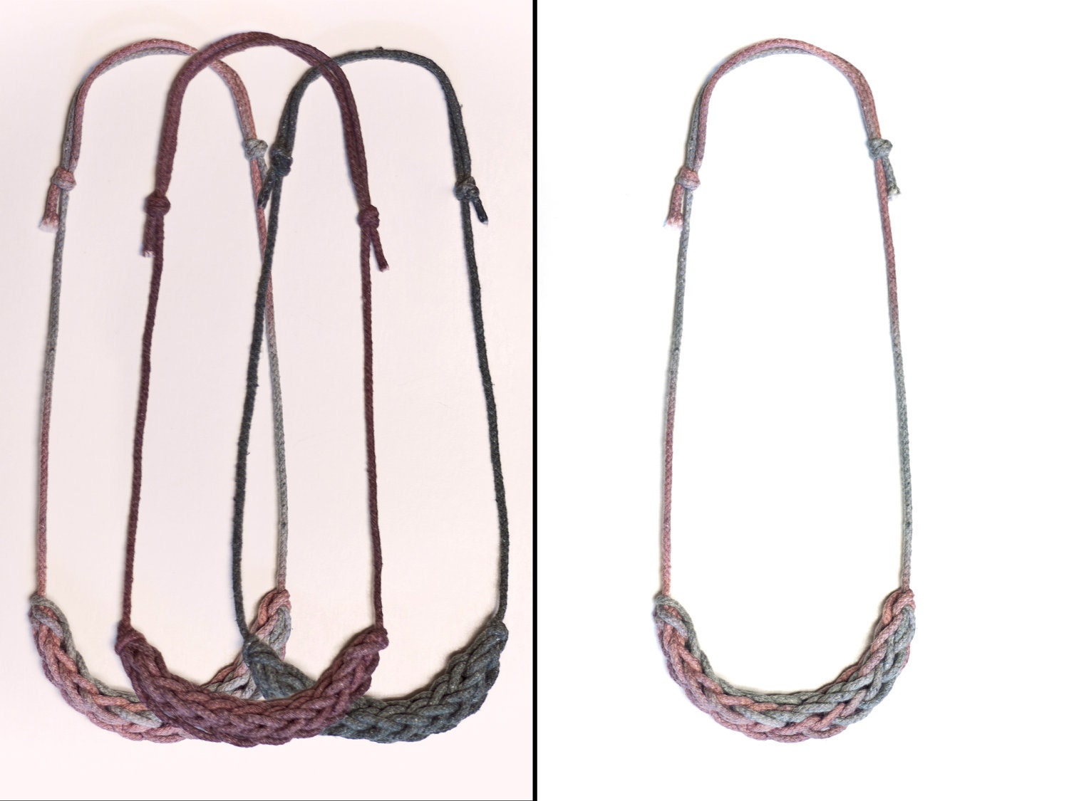 SALE dyed cotton necklace with adjustable lenght