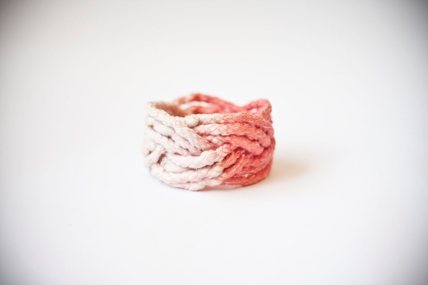 SALE ombre big cotton thread turk head knot bracelet / coral