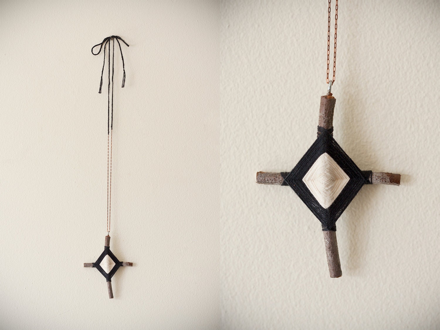 god's eye pendant necklace, long, adjustable