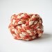 OOAK orange, light beige & camel turk head knot, vintage, woven fabric bracelet