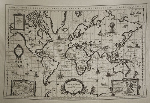 6901 - Retro Cotton Linen Fabric - Antique World Map - 71cm x 145cm - bobofab