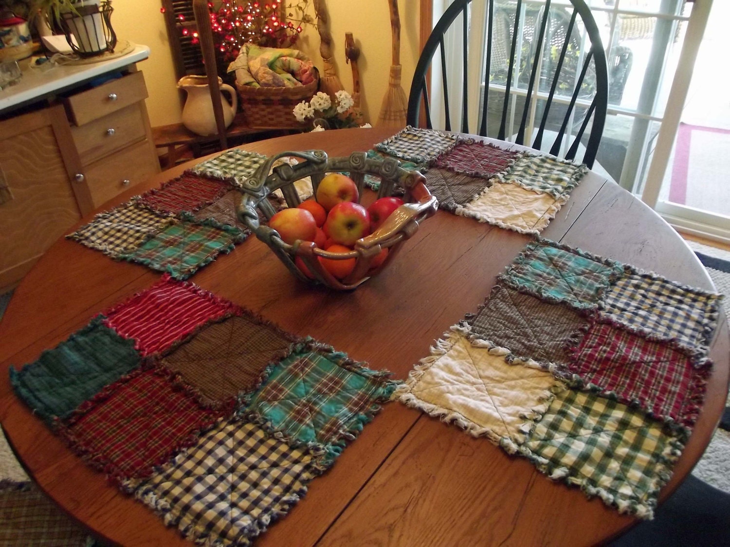 Rustic Rag Quilt Placemats Country Quilts by TheLaughingBlackbird