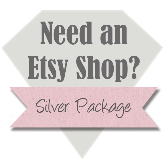 Custom Etsy Shop: Silver Package, 4 Piece Custom Shop Set - Includes Banner, Avatar, Custom Listing Graphic, and Thank You Graphic