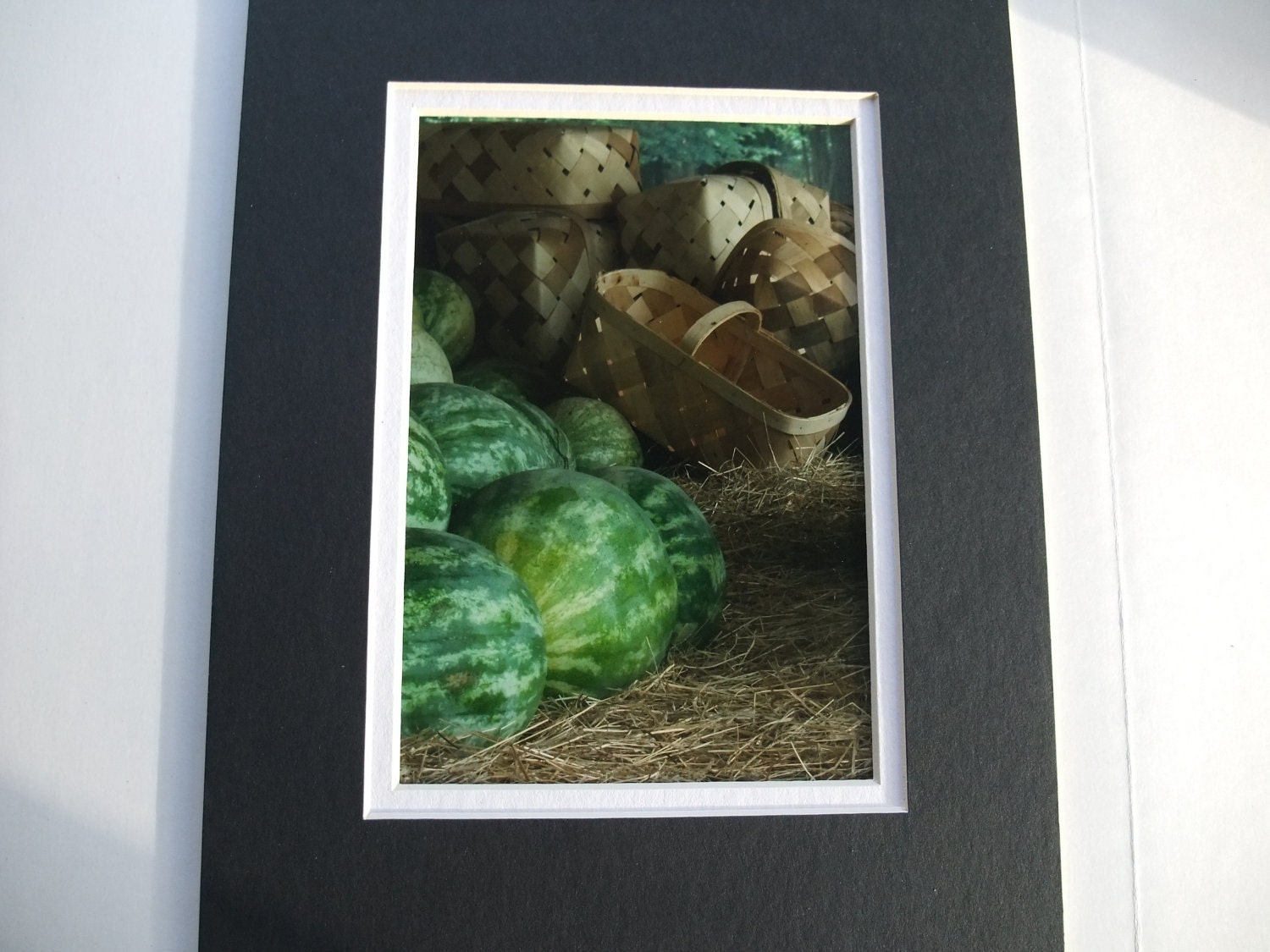 Outdoor Market Watermelon Basket Summer Season Good Times 5 x 7 photo for kitchen, market, advertising