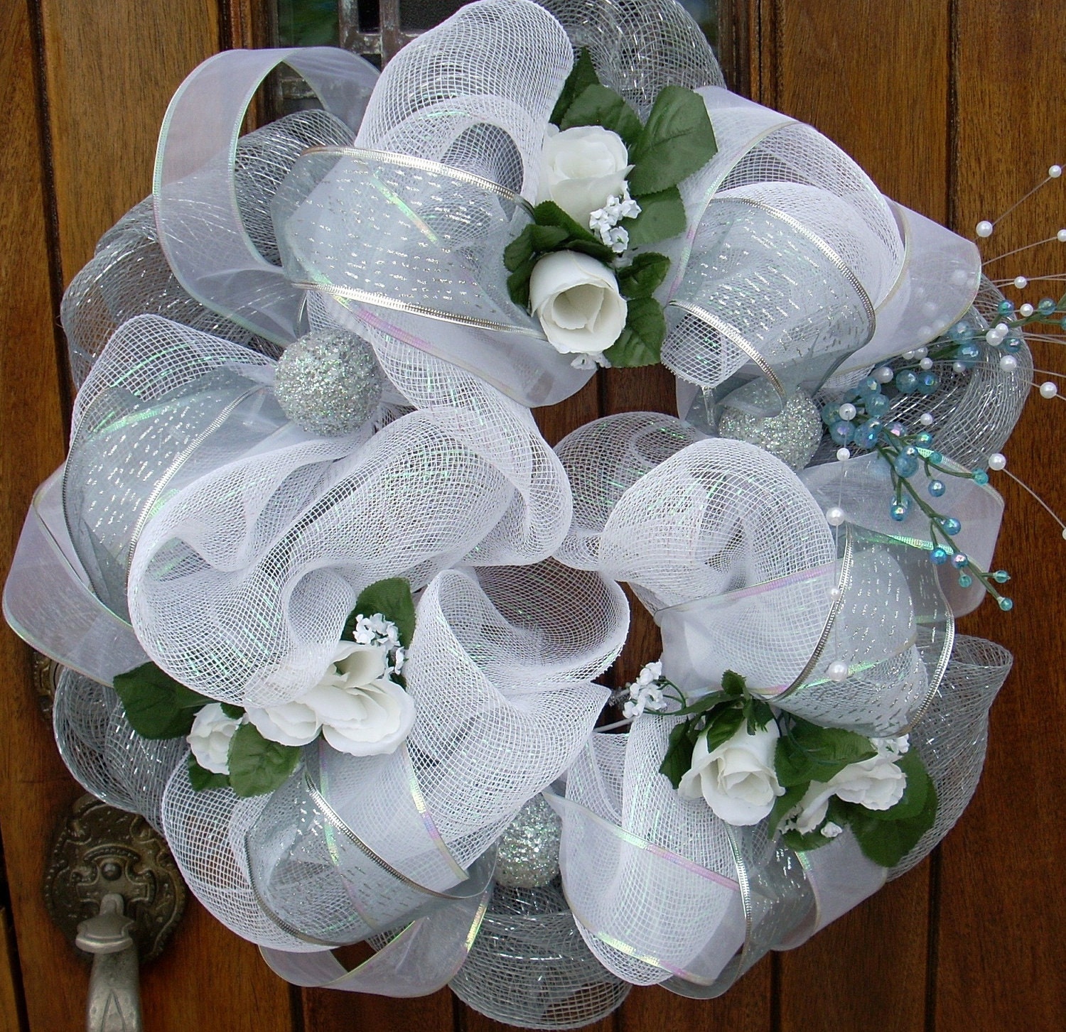 GORGEOUS Church Door White Mesh Wedding Wreath by DottiesWeddings