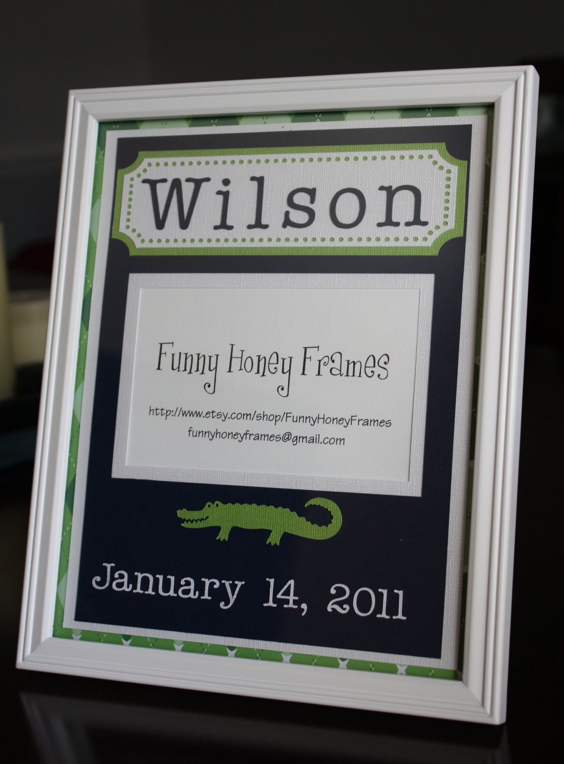 PERSONALIZED/Custom PICTURE FRAME Baby Boy alligator