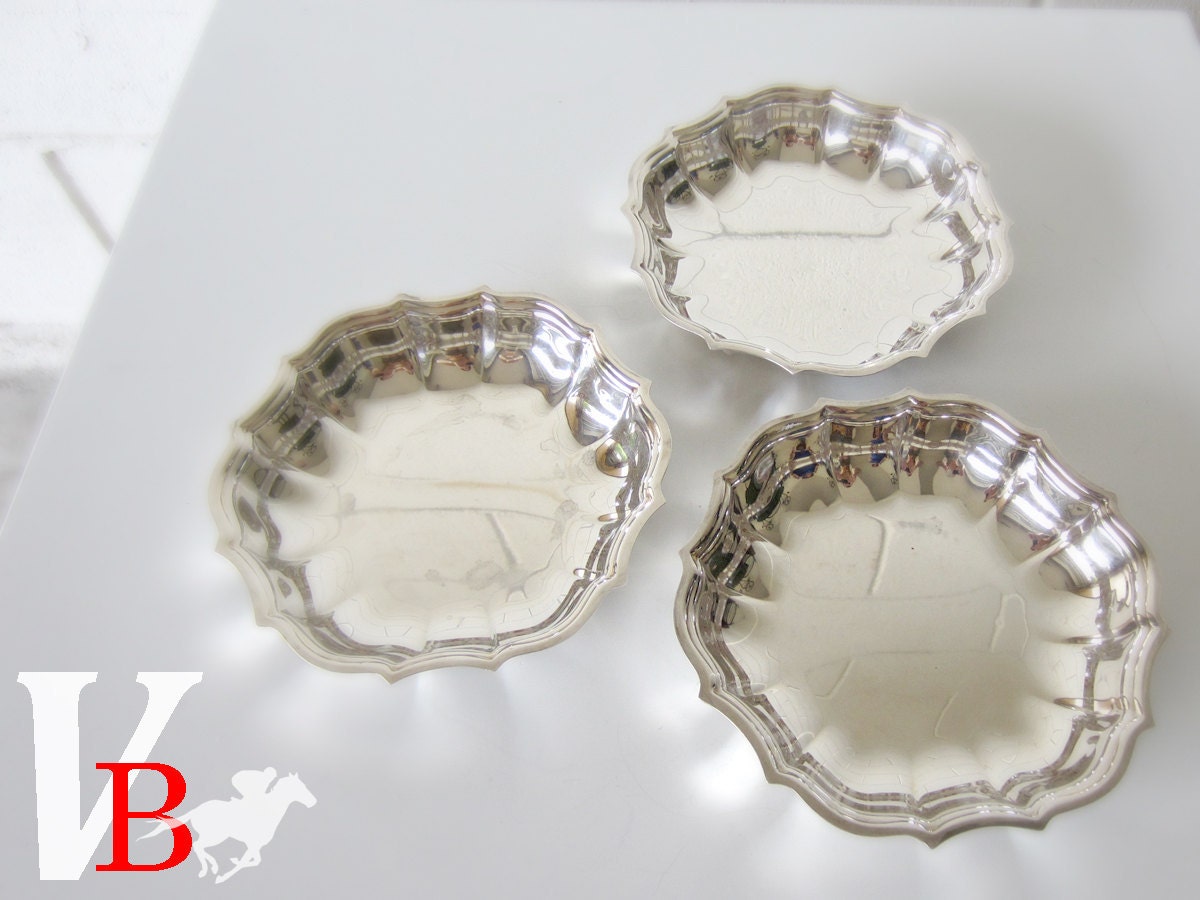 30% OFF Sale - Set of 3 Silver-plate Dishes - Great for Nuts, Candy, or for displaying Items like Jewelry
