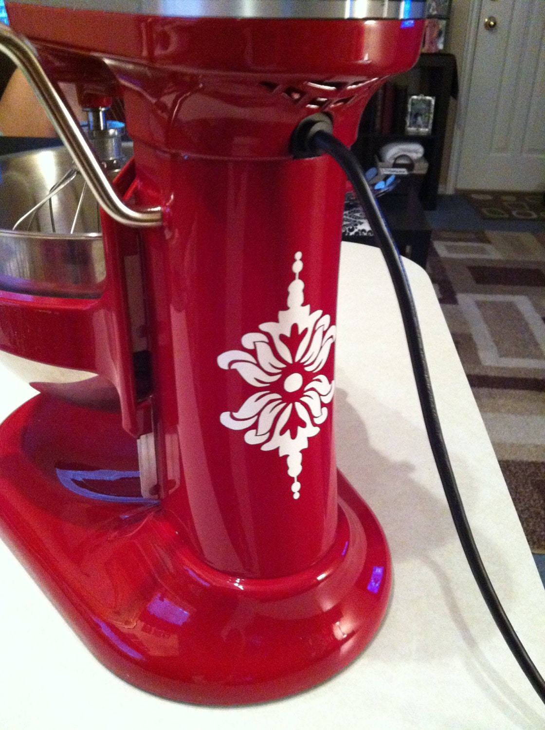 Vinyl Damask Decals for KitchenAid Mixer- FREE SHIPPING