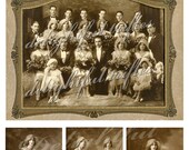 Collage Sheet Flapper Bride Groom Wedding Party 1920s Mixed Sizes Digital Download Sepia
