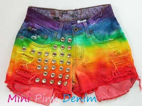 High Waisted Rainbow Studded Levi XS