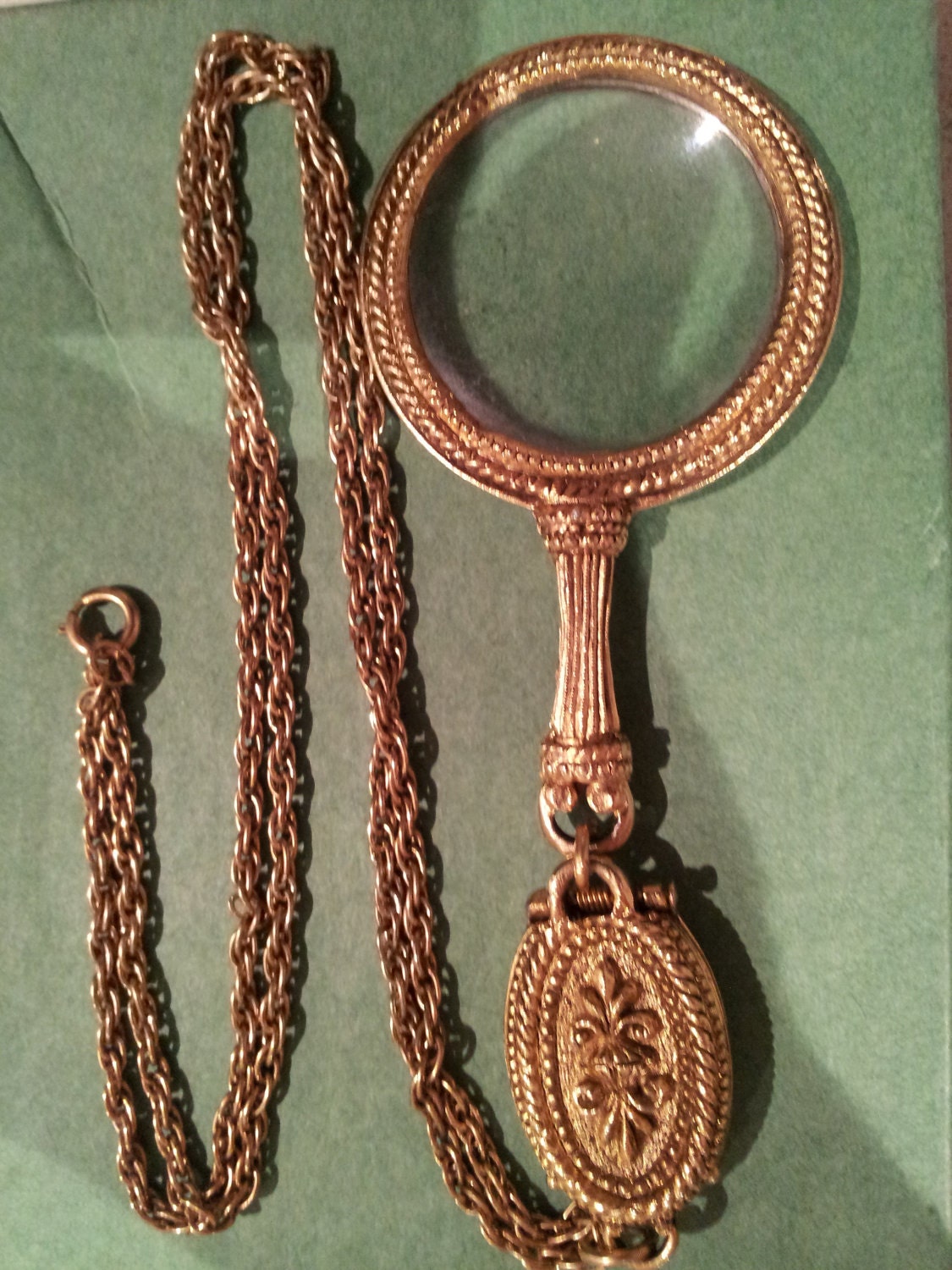 Vintage Ornate Magnifying Glass Necklace by theangelatmytable