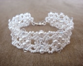 White Victorian Cuff Bracelet, Wedding Jewelry in White, Bridal Bridesmaid Bracelet, Seed Bead Jewelry, White Lolita, Gift For Her