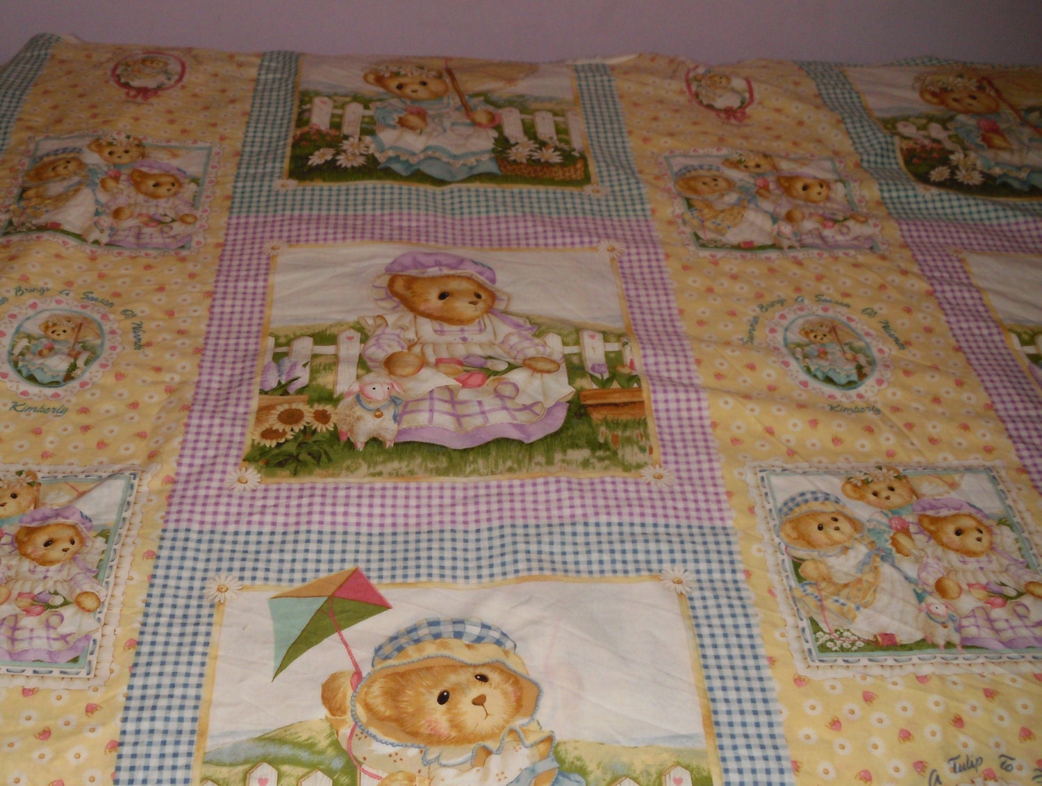 vintage fabric teddy bears panel 4 yards