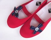 Sailors reminescence /ballet flats red shoes spring summer blue navy jarmilki wedding woman bride poletsy fashion gift romantic elegant
