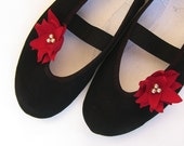 rugged flower / christmas black dark red wine december trends ballet flats shoes wedding woman poletsy fashion gift elegant trends