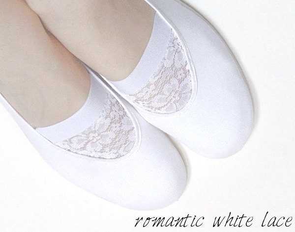 white LACE /ballet flats shoes autumn winter snow crystal wedding woman bride poletsy fashion gift romantic elegant bright beige creamy pure