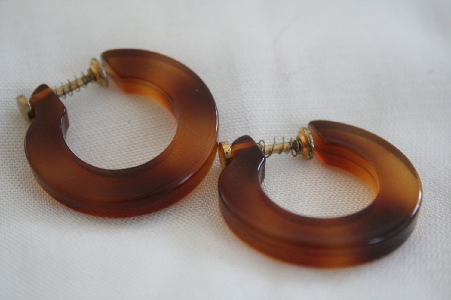 Vintage Lucite Faux Tourtoise Hook Earrings