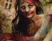 Zombie 55 Alessa K. original zombie painting 12"x12"