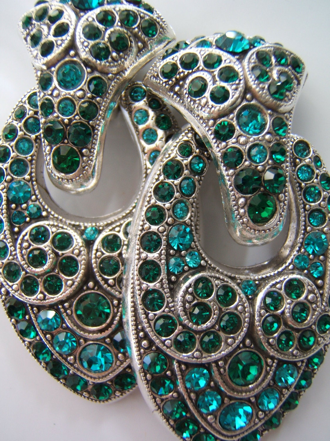 vintage ZOE COSTE FRANCE Couture Runway Teal Clip-on Earrings