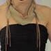Vintage Upcycled Drape Chain Scarf - Coral Pink, Forest Green and Light Taupe Scarf with Copper, Silver and Gunmetal Chain